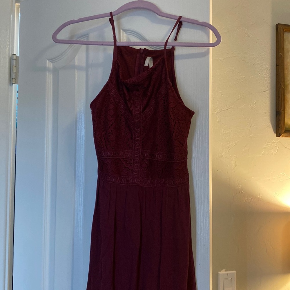 Maroon formal dress ankle-length